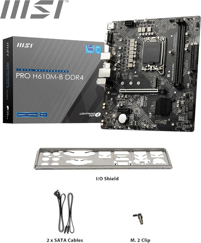 MSI PRO H610M-B DDR4 Mainboard, Micro-ATX - unterstützt Intel Core Prozessoren 12. Generation, LGA 1