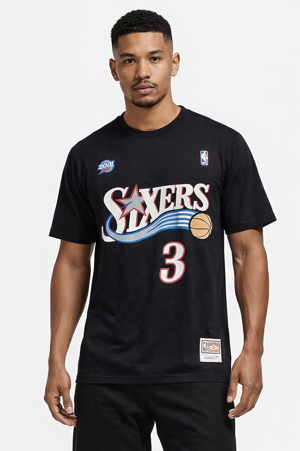 Mitchell &amp; Ness Name &amp; Number T-Shirt (NBA | HWC | NFL) Allen Iverson - Schwarz L, Allen Iverson - S