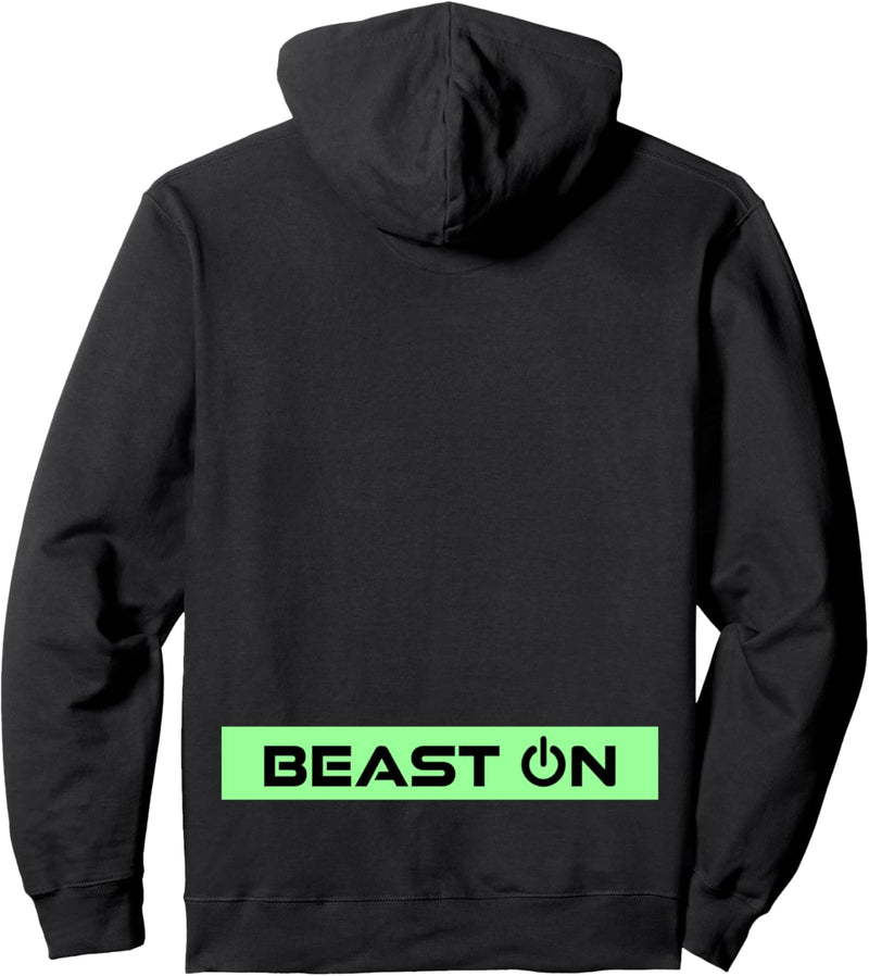 Beast ON Rücken Motiv hellgrüne Farbe Fitness Gym Motivation Pullover Hoodie