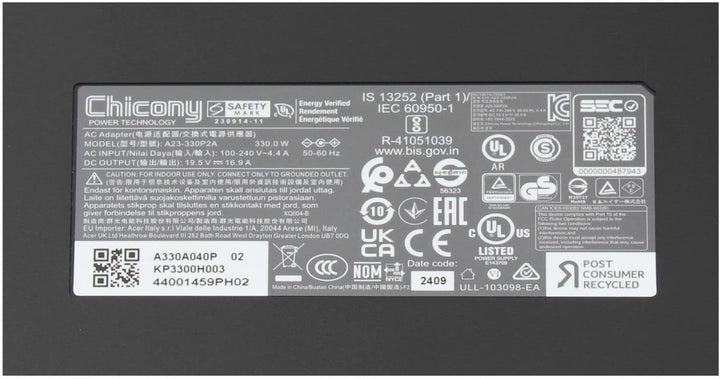 Acer KP.33001.003 Original Netzteil 330 Watt für Predator Helios 300 (PH317-55), 500 (PH517-52), 700