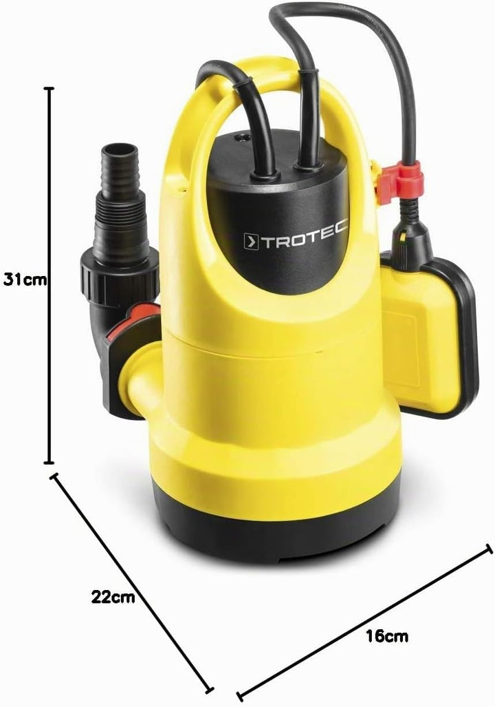 TROTEC Klarwasser-Tauchpumpe TWP 4006 E IPX8 Schutzart, 400 W, 7,5 m Förderhöhe, 7.300 l/h Förderlei