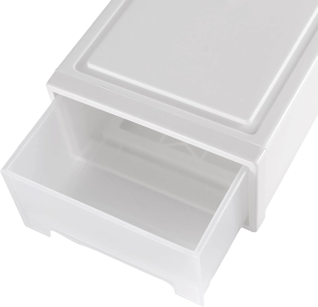 3 Stück 27 x 18 x 10cm Weiss Schubladenbox Kunststoff, Stapelbare Schubladenboxen, Schreibtisch Orga