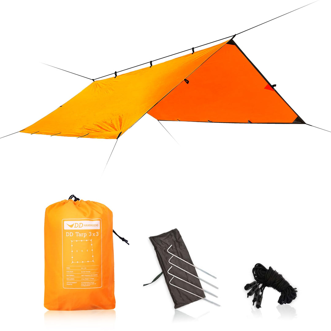 DD Plane, 3 m x 3 m, leicht, vielseitig und robust, sunset orange, Sunset Orange