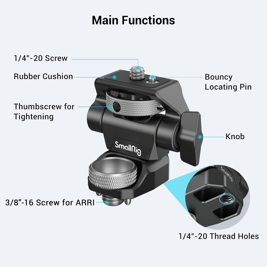 SMALLRIG Kamera Monitor Mount mit 3/8'' Schraube für ARRI-Style, 360° schwenkbarer und 180° neigbare