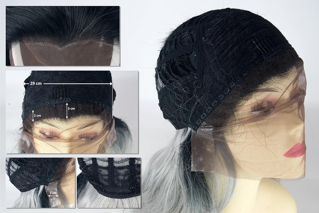 WIG ME UP - LS-010-LF-1BT0906-dye Perücke Damenperücke Lace-Front Lang leicht gelockt Ombre Schwarz