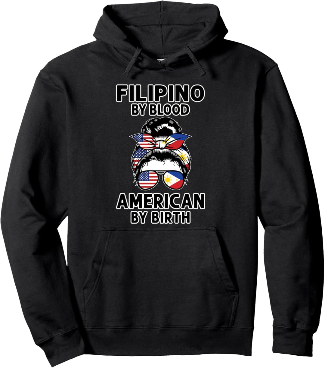 Filipino by Blood Amerikanische Filipino Flagge Pullover Hoodie