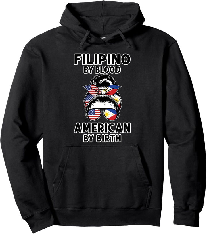 Filipino by Blood Amerikanische Filipino Flagge Pullover Hoodie