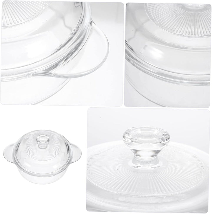 STOBAZA Pyroflam Topf Glas Schmortopf Hitzebeständig mit Deckel und Ergonomischem Design 1l Küchenge