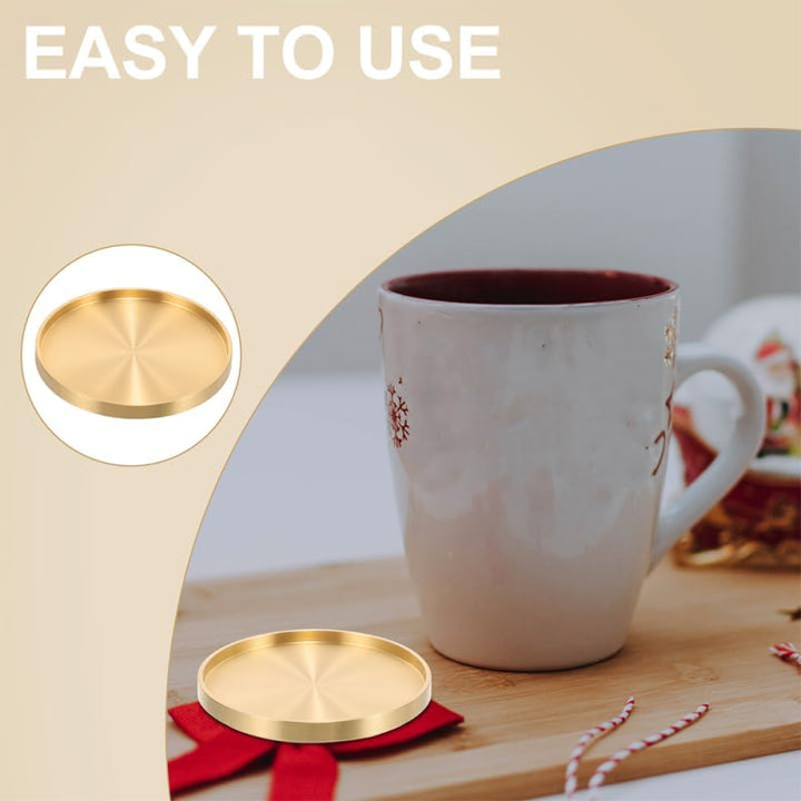 Gold-Untersetzer, 2Stück Teematte aus Messing, 7,5cm Grosses Teetablett, Getränke Isoliermatte, Wied