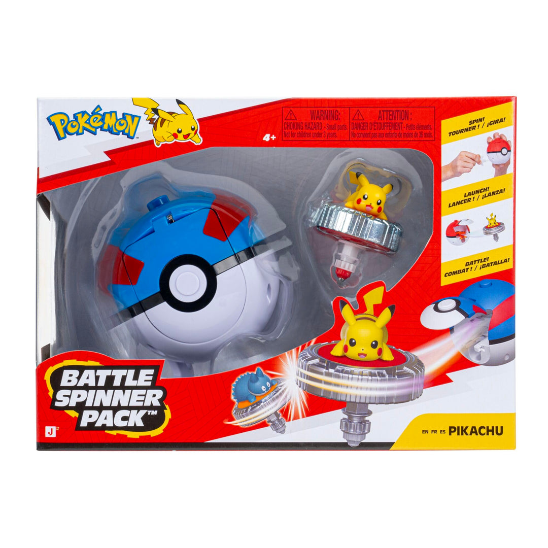 Pokémon PKW4936 Pikachu Battle Spinner Pack | Battle Spinner mit Superball-Launcher