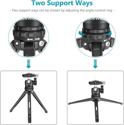 NEEWER Mini-Stativ für Kamera, kompaktes Desktop-Stativ mit 360° niedrigem Profil-Kugelkopf, 6,35 mm