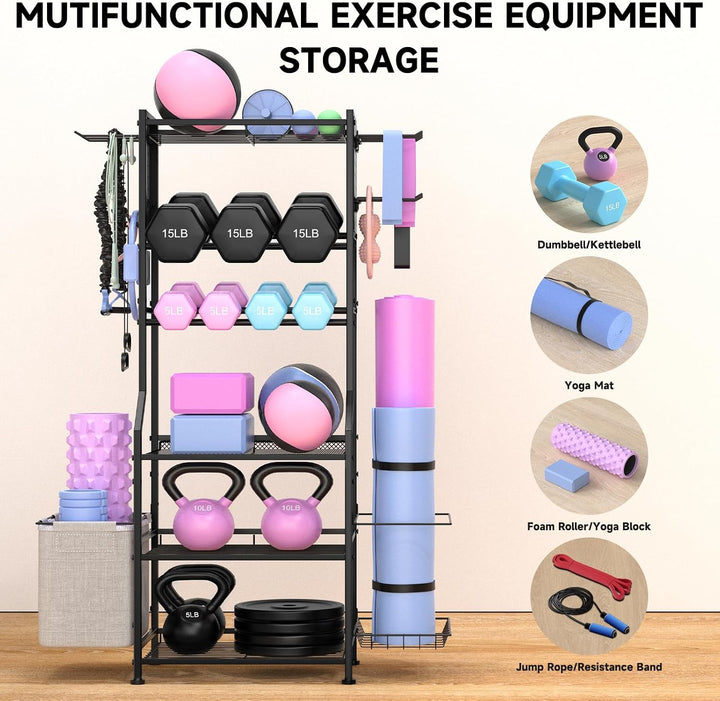 Hantelständer, Metall Kurzhantelständer für Hanteln Kettlebell &amp; Yoga Matte, Gewichtsständer Workout