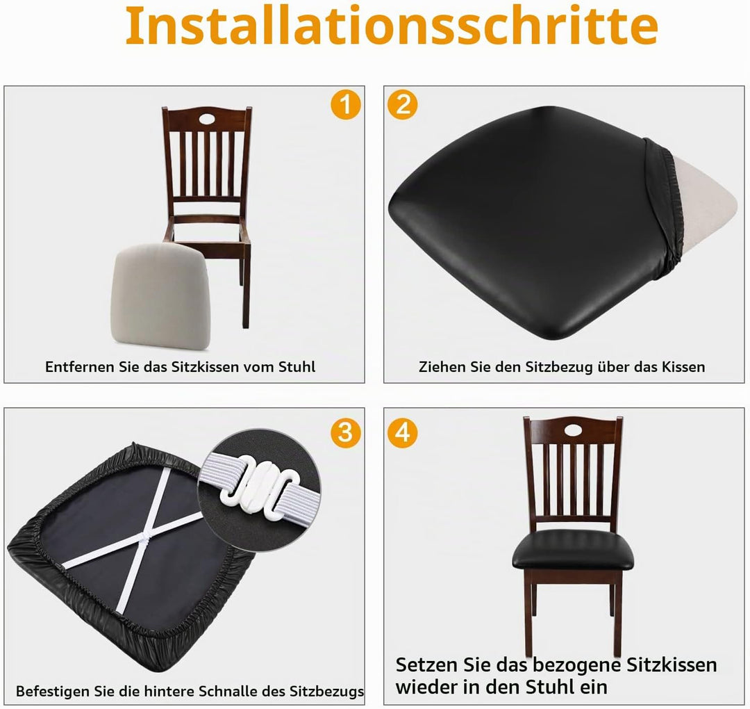 YISUN Wasserdichter PU Stuhlbezug Sitzfläche, Abnehmbarer Waschbarer Sitzbezug Stuhl, Stretch Hussen
