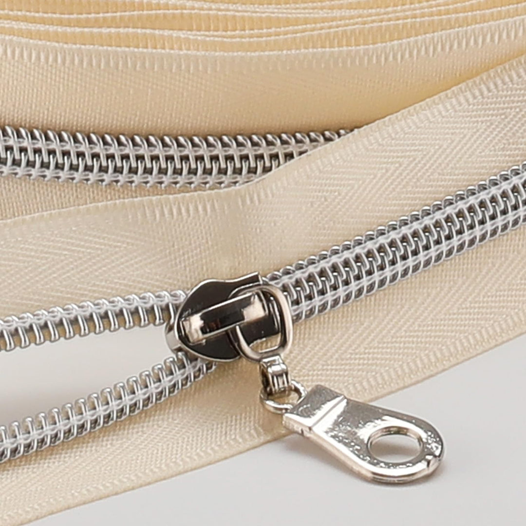 Sawoake 9m Bulk Zipper, (#5) Reissverschlüsse zum Nähen, Beige Nylon Coil Zipper mit Silver zähnen,