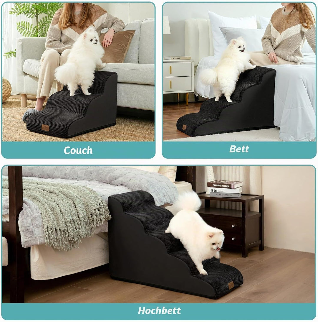 COZY KISS Hundetreppe für Kleine Hunde, Haustiertreppe für Couch aus Hochdichtem Schwamm, Hunde Trep