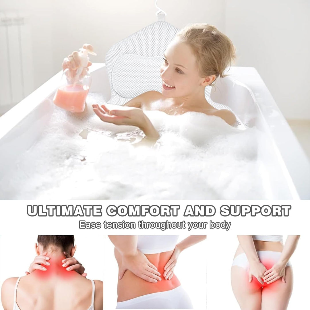 Badewannenkissen Ganzkörper, Badewannenmatte mit Kissen und Lendenwirbelstütze, mit Saugnäpfebad Ant