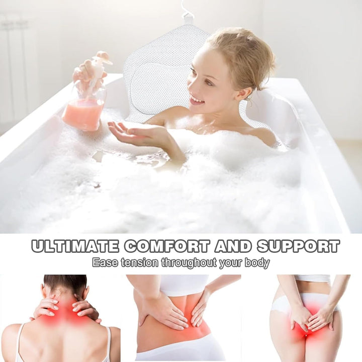 Badewannenkissen Ganzkörper, Badewannenmatte mit Kissen und Lendenwirbelstütze, mit Saugnäpfebad Ant