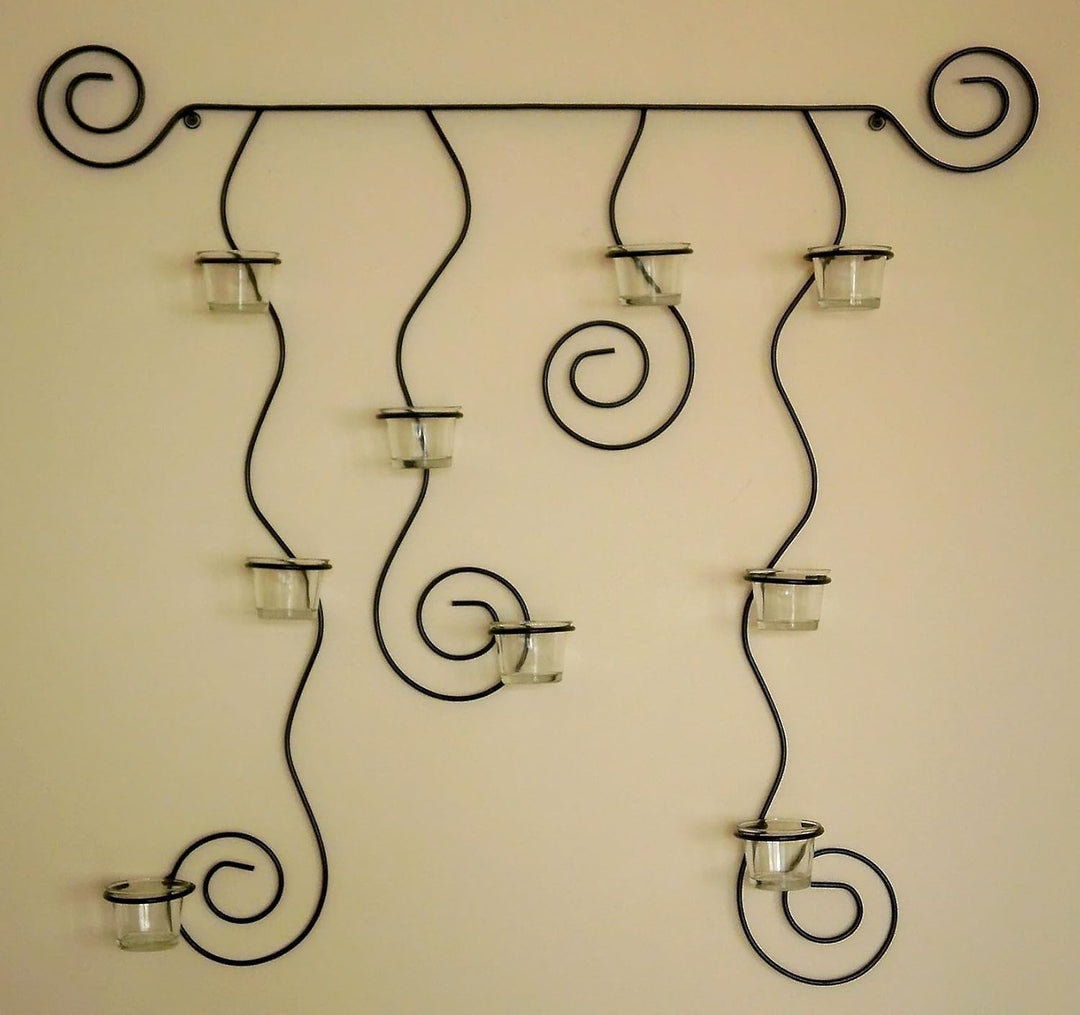DanDiBo Wandteelichthalter LYSA Wandkerzenhalter Metall 74 cm Teelichthalter Kerzenhalter Schwarz, S