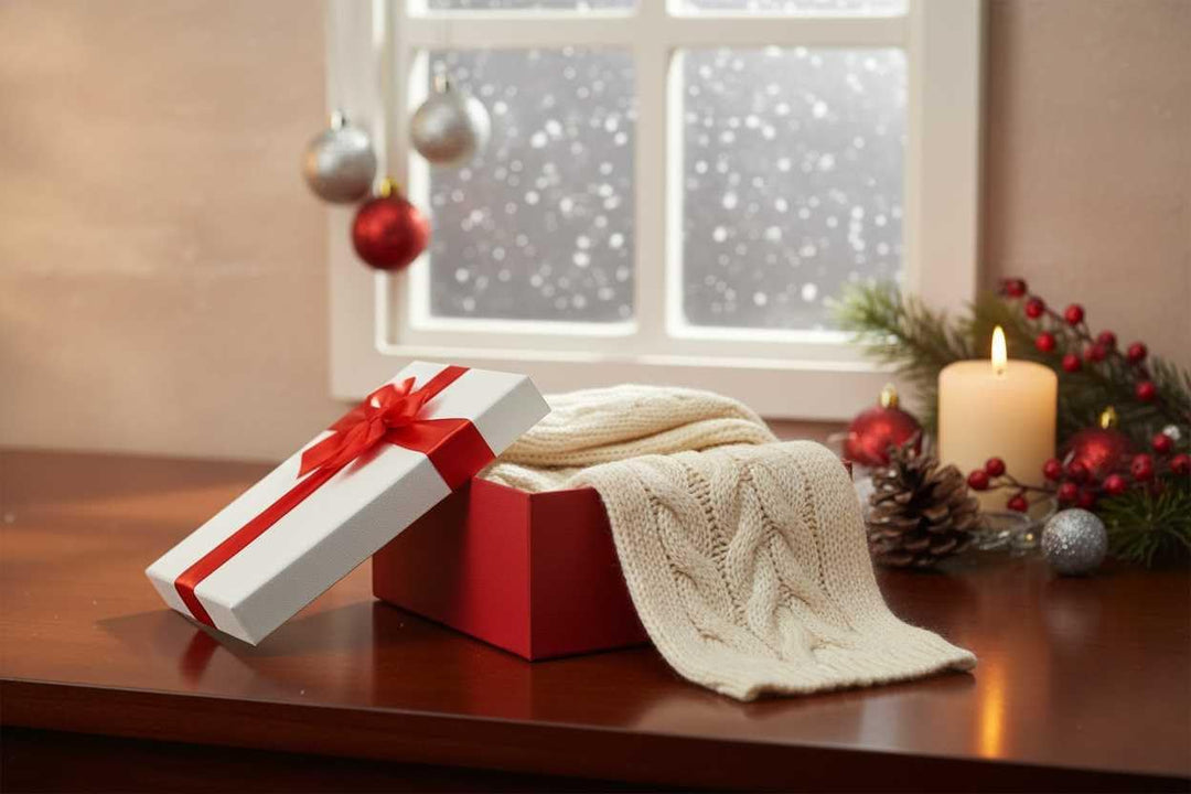 Emartbuy Starre Geschenkbox, 38 x 27 x 10 cm, strukturierte rote Box mit weissem Deckel, braune Inne