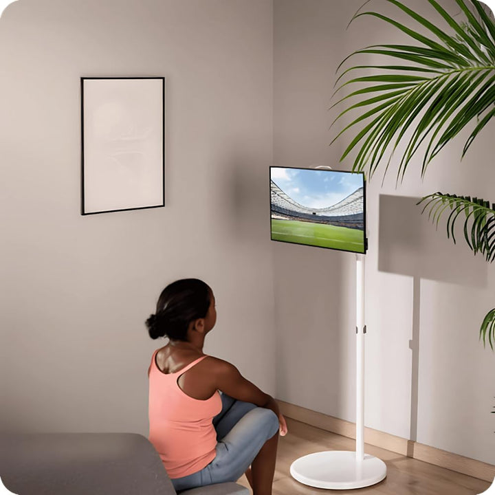 Spacetronik Mobiler TV Ständer Weiss Rollbar für 17–35 Zoll Monitor &amp; Fernseher, Mobiler TV Standfus