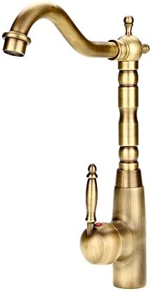 Antiker Messing Wasserhahn, Einloch-Mischbatterie mit Einem Griff, Gelbbronze, 30x23cm, für Küche un