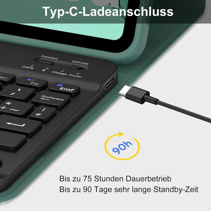 Für Honor Pad X8a & X8b 11" Hülle mit Tastatur QWERTZ | Für Honor Pad X8a Case - Langer Akkulaufzeit