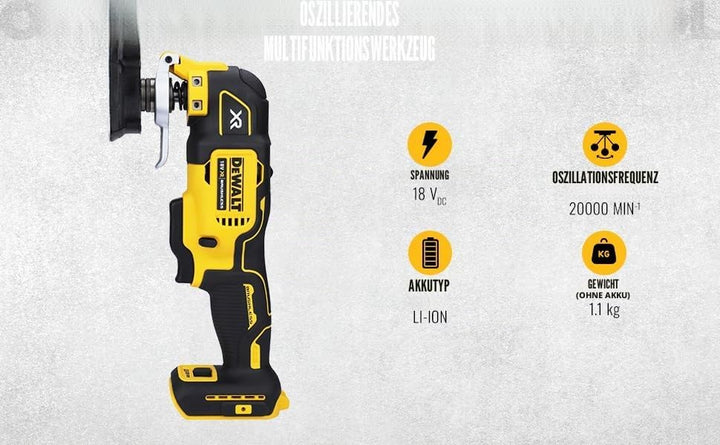 DeWALT DCS356N 18V Li-Ion accu multitool body - koolborsteloos, ohne Akku ohne Ladegerät Einzeln, Ei