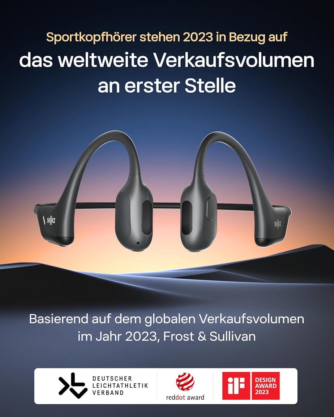 SHOKZ OpenRun Pro Knochenschall Kopfhörer, Open-Ear Kabellos Sport Kopfhörer mit Noise-Cancelling Mi
