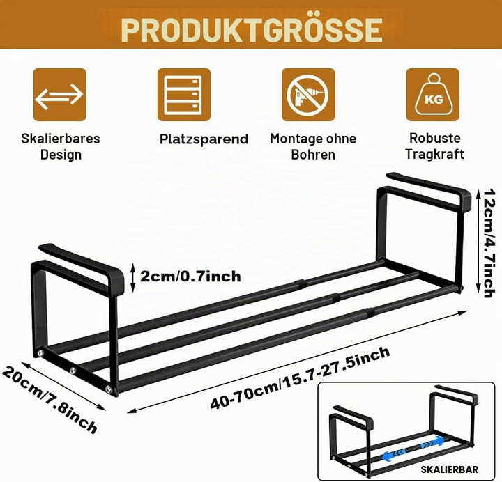 Hängendes Schuhregal Ausziehbar 40-70CM,Verstellbares Unterregal Hängekorb,Hängendes Schuhregal Orga