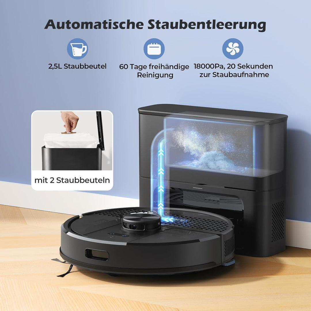Lubluelu Saugroboter mit Absaugstation 3-in-1, 5000Pa Staubsauger Roboter mit Wischfunktion, Roboter