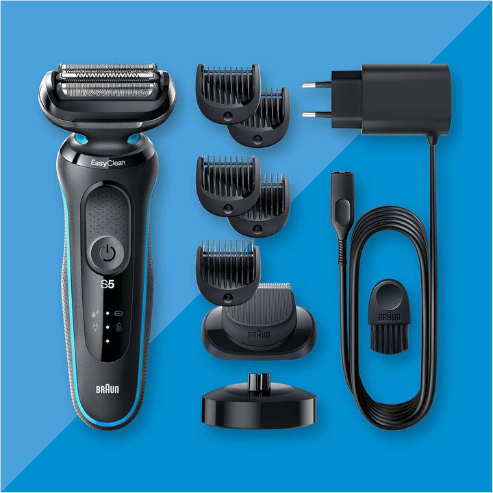 Braun Series 5 Elektrorasierer mit EasyClick Barttrimmer Aufsatz, Rasierer Herren Elektrisch Ladesta