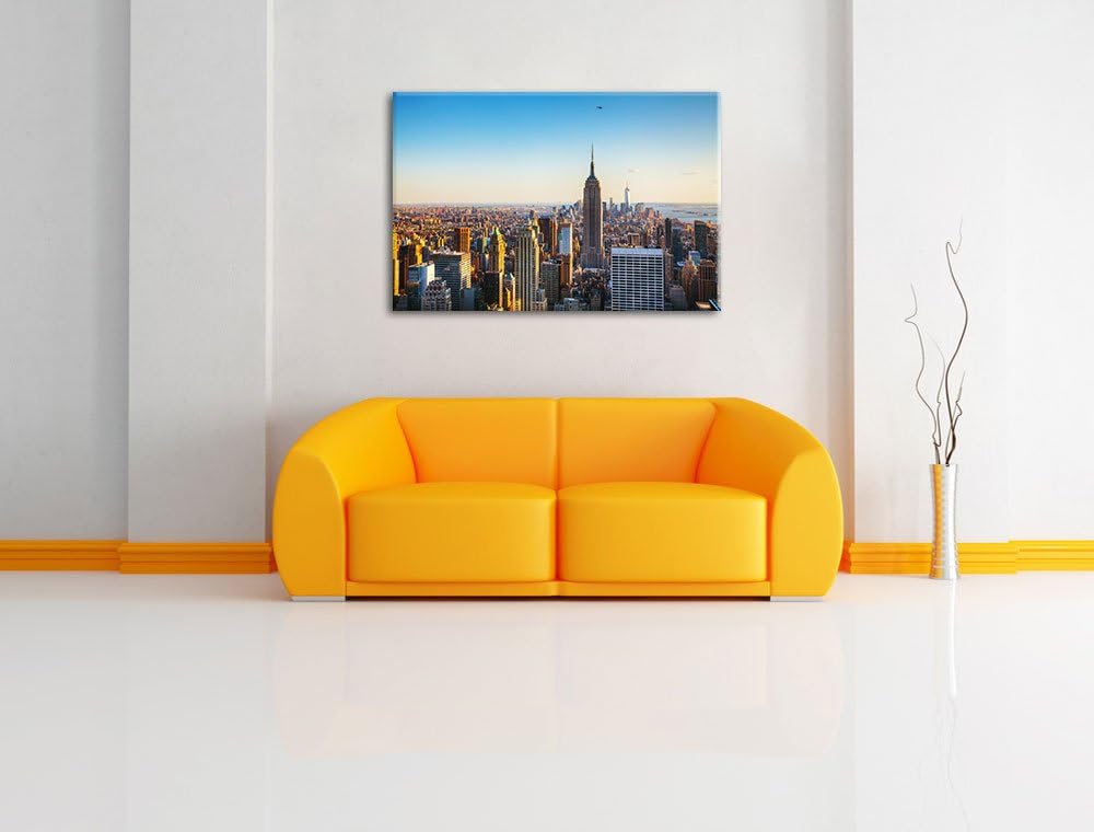 Empire State Building in New York Format: 100x70 auf Leinwand, XXL riesige Bilder fertig gerahmt mit