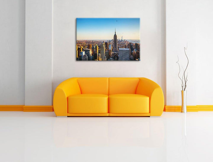 Empire State Building in New York Format: 100x70 auf Leinwand, XXL riesige Bilder fertig gerahmt mit