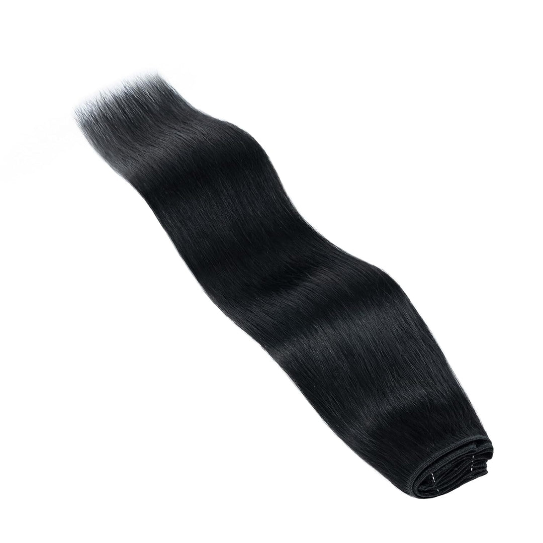 Elailite Clip in Extensions Echthaar, 5 Pcs Remy Haarverlängerung mit 12 Clips, 45cm-70g Glattes Haa