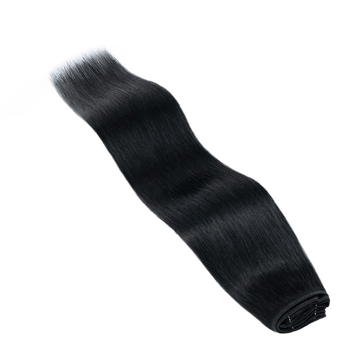 Elailite Clip in Extensions Echthaar, 5 Pcs Remy Haarverlängerung mit 12 Clips, 45cm-70g Glattes Haa