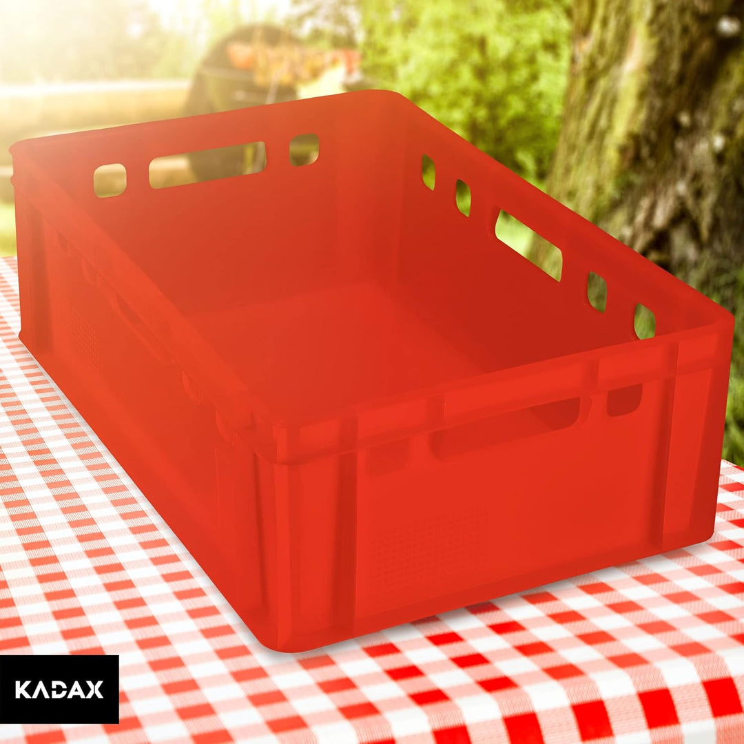 KADAX Fleischbox aus Kunststoff HDPE, Metzgerkiste 60 x 40 cm, E2 Fleischkiste mit bequemen Griffen,