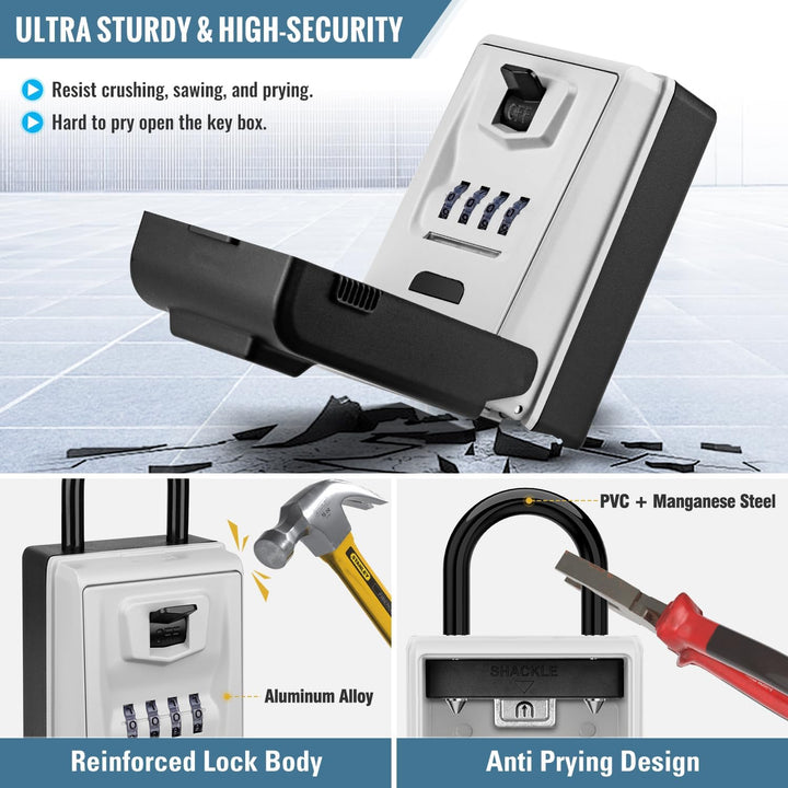 ENONEO Schlüsseltresor mit Beleuchteten Zahlencode Aussen Schlüsseltresor mit Bügel, Wetterfest Schl