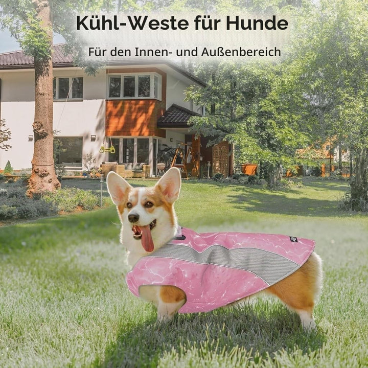 Kühlweste für Hunde mit Doppelten Verstellbaren Reissverschlüssen, Atmungsaktiv Sonnenschutz Kühlwes