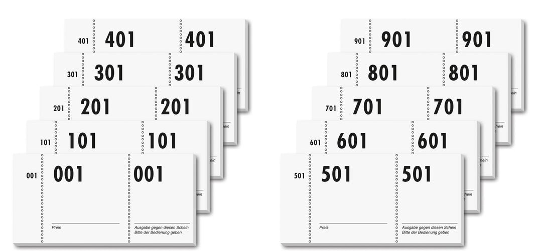 SIGEL GN110 Nummernblock, 1000 Bons (fortlaufend nummerierte Blöcke von 1 bis 1000, 10,5 x 5 cm, Far