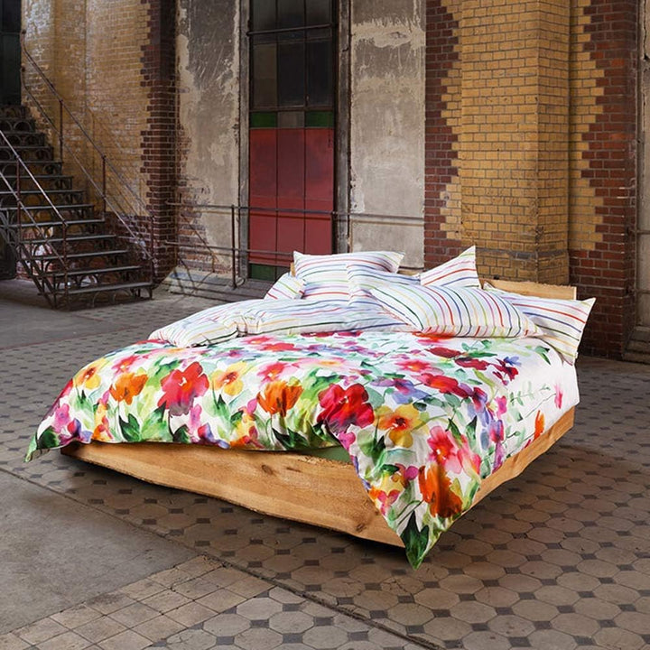 Estella Wendebettwäsche Set Aquarell 4703 985 Blumen Mako Satin 135 cm x 200 cm 135 x 200 cm, 135 x