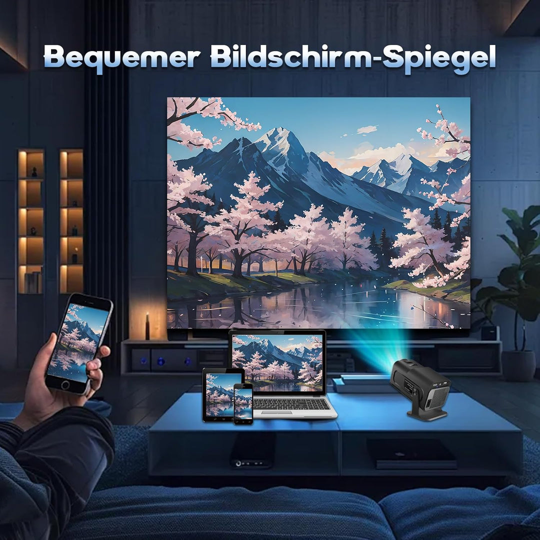 Tragbarer Videoprojektor mit WLAN & Bluetooth - 1920 x 1080P & 300 ANSI, Android 11, Automatische Tr