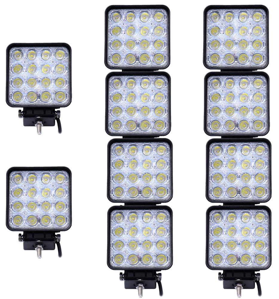 10X 48W 16 LEDs Offroad Lampe LED Arbeitsscheinwerfer Flutlicht Reflektor Arbeitslicht Zusatzscheinw