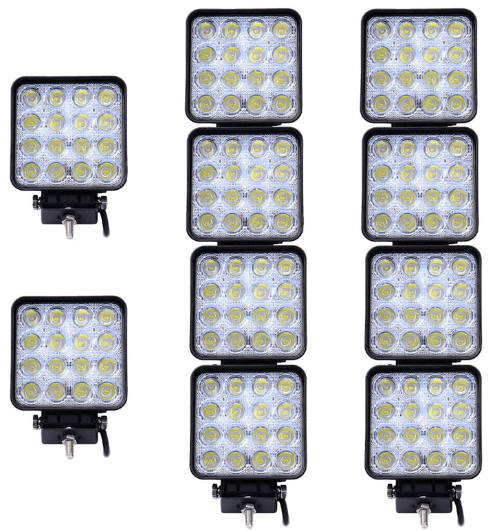 10X 48W 16 LEDs Offroad Lampe LED Arbeitsscheinwerfer Flutlicht Reflektor Arbeitslicht Zusatzscheinw