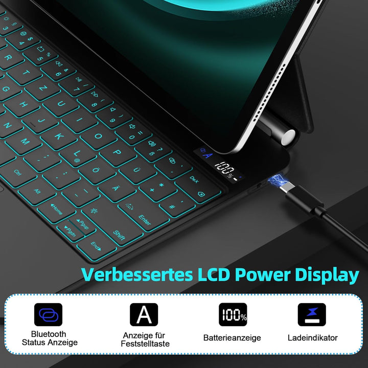 Bettdow für Samsung Galaxy Tab S10+/S9 FE+/S9+ 12.4" Tastatur Hülle, Schwebendes Magnetisches Design