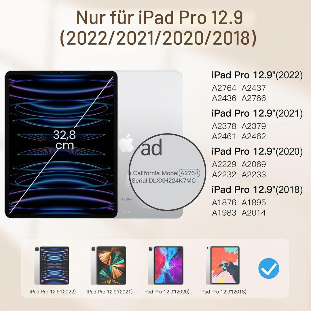 JETech Magnetische Hülle für iPad Pro 12,9 Zoll 2022/2021/2020/2018 (6./5./4./3. Generation), Pencil