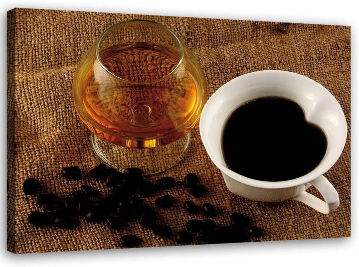 Feeby Bild auf Leinwand Kaffee Kunstdruck modern für Wohnzimmer Braun 80x60 cm M14317 80x60 cm, M143