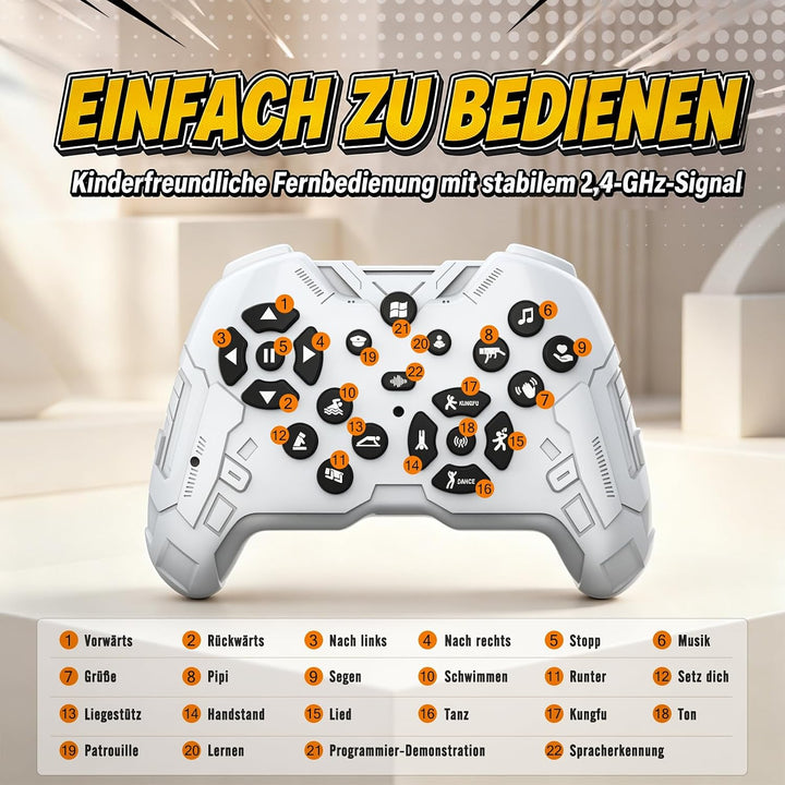 YESHIN Ferngesteuerter Roboterhund für Kinder | Programmierbar, 16 Funktionen, Tanzen, Laufen, Kung