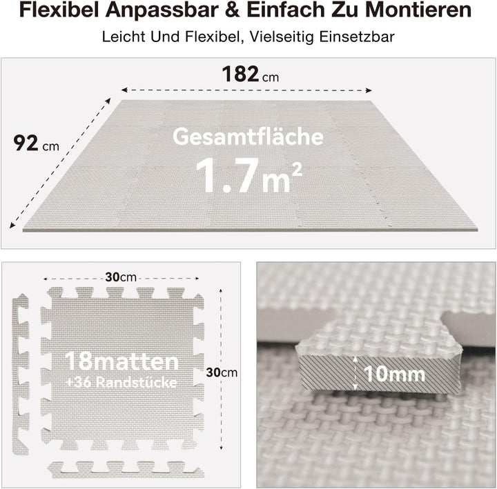 AIRHOP Bodenschutzmatte Fitness Matte Extra Dicke Bodenmatten, rutschfeste Schutzmatten Fitnessraum,