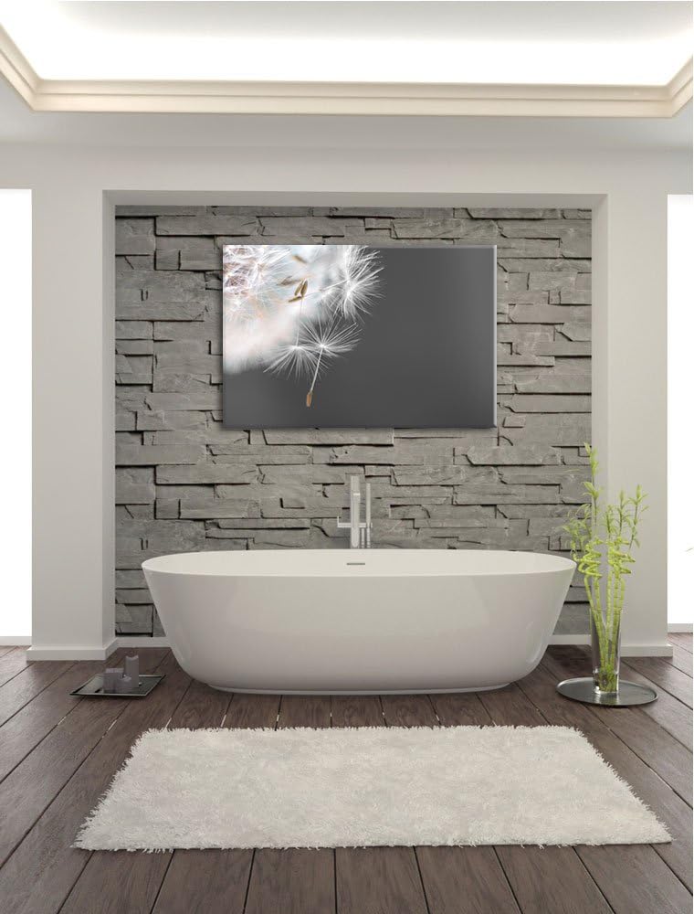 hübsche Pusteblume schwarz/weiss Format: 100x70 auf Leinwand, XXL riesige Bilder fertig gerahmt mit