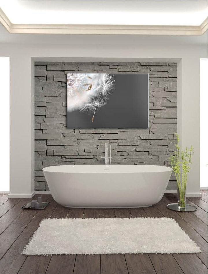 hübsche Pusteblume schwarz/weiss Format: 100x70 auf Leinwand, XXL riesige Bilder fertig gerahmt mit